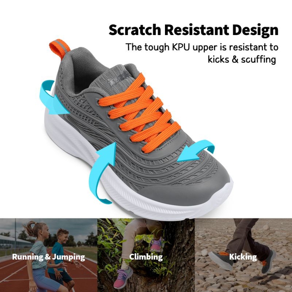 [Sparkle Glitter] Kids Lace-up Running Sneakers - GREY ORANGE - 1